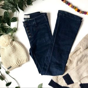 Free People Button Fly Flare Jeans w/ Slit pockets